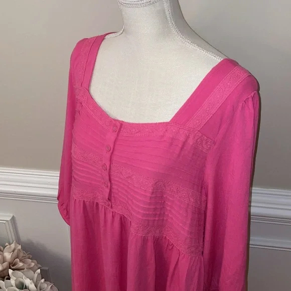 Torrid Pink Mini Rayon Slub Pintuck Neck Skater Dress Size 2X (18-20) NWT - Picture 5 of 14